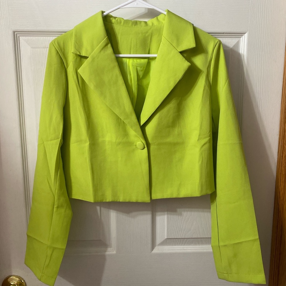 Neon Green Cropped Blazer